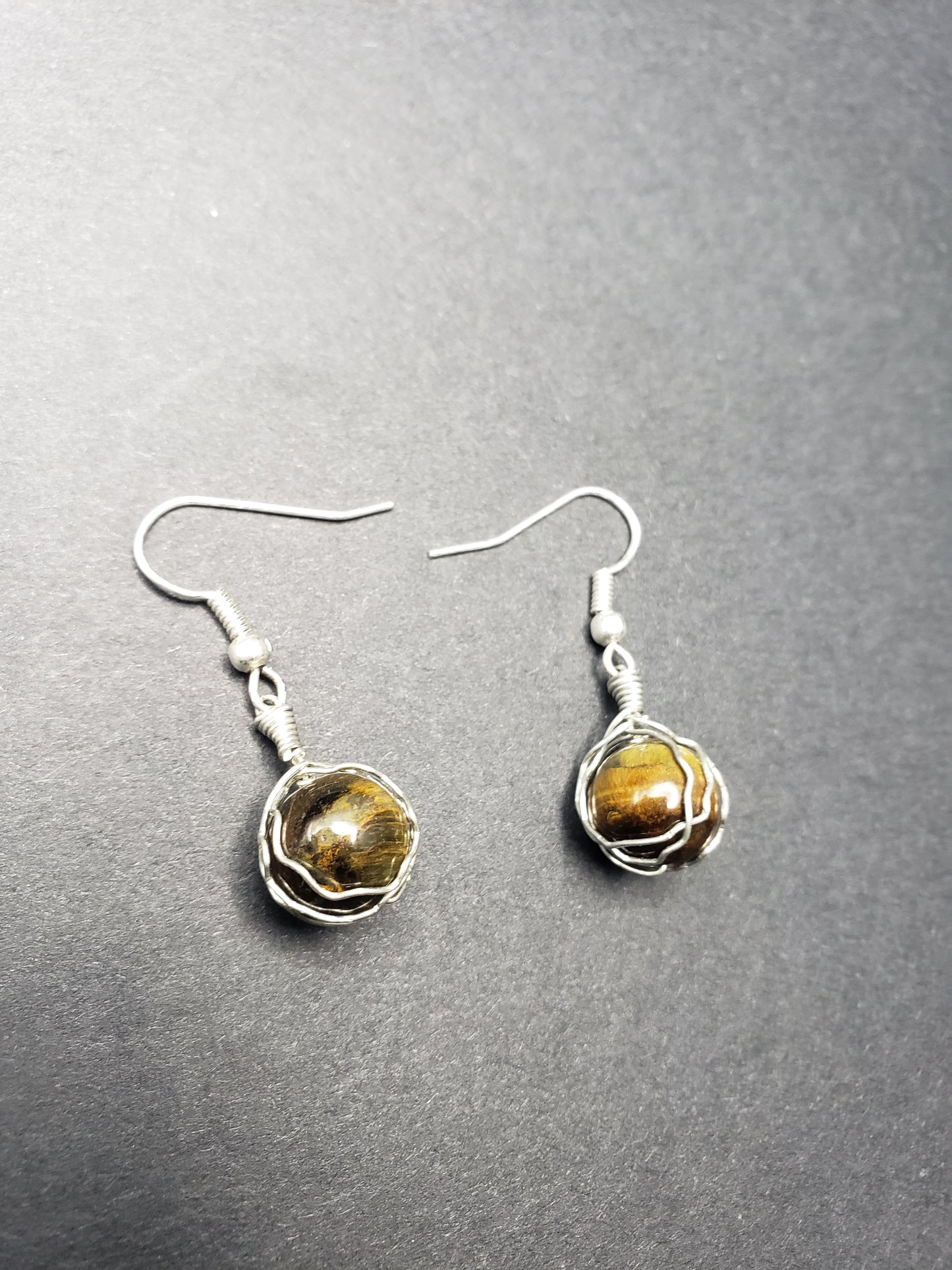 Tigers Eye Ball Earings