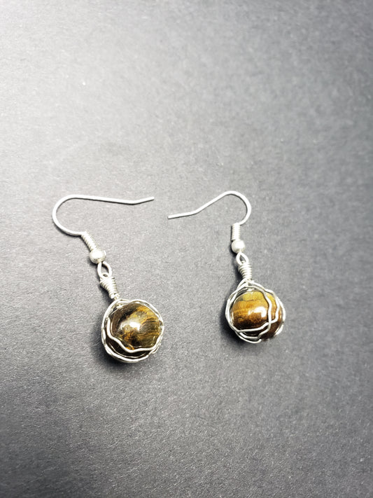 Tigers Eye Ball Earings